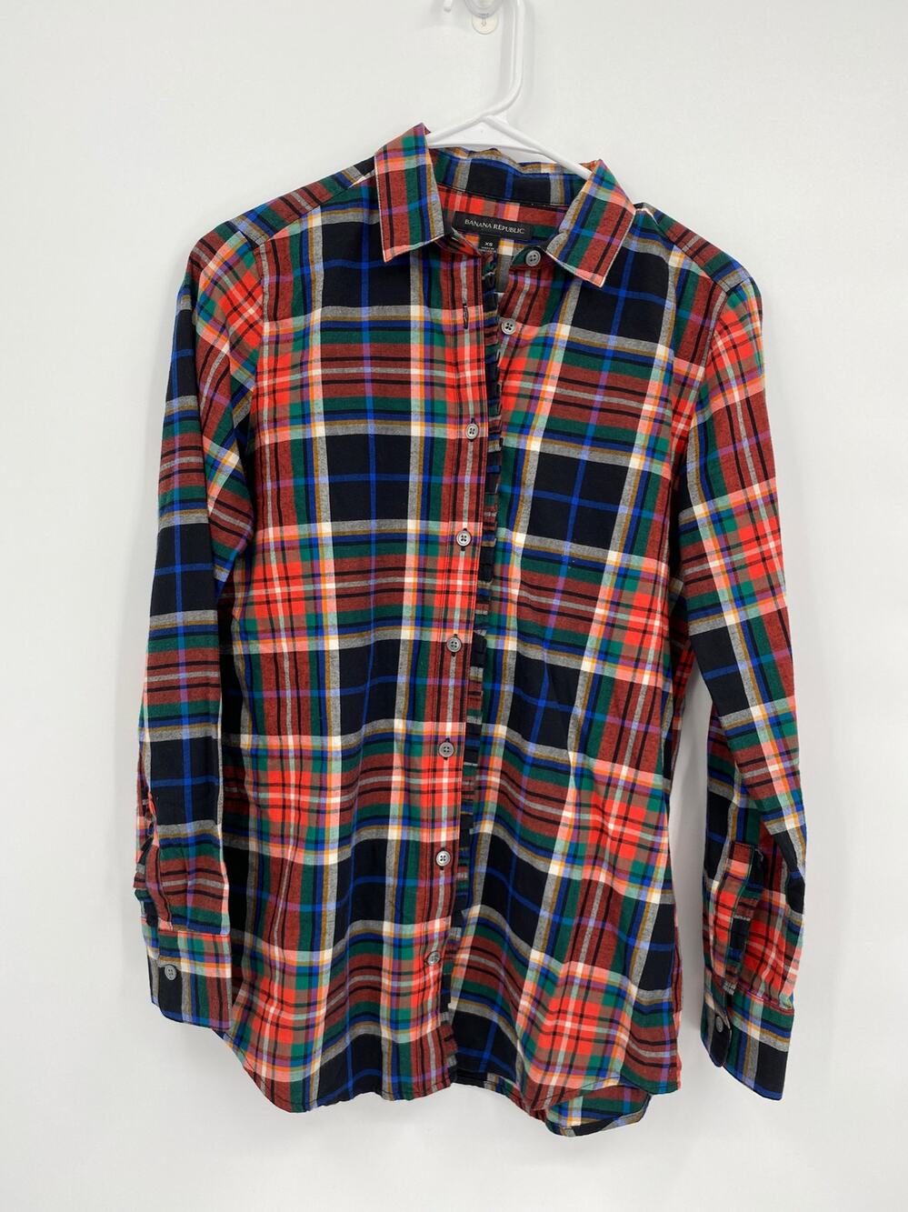 Banana Republic Plaid Button Front Long Sleeve Top Size XS